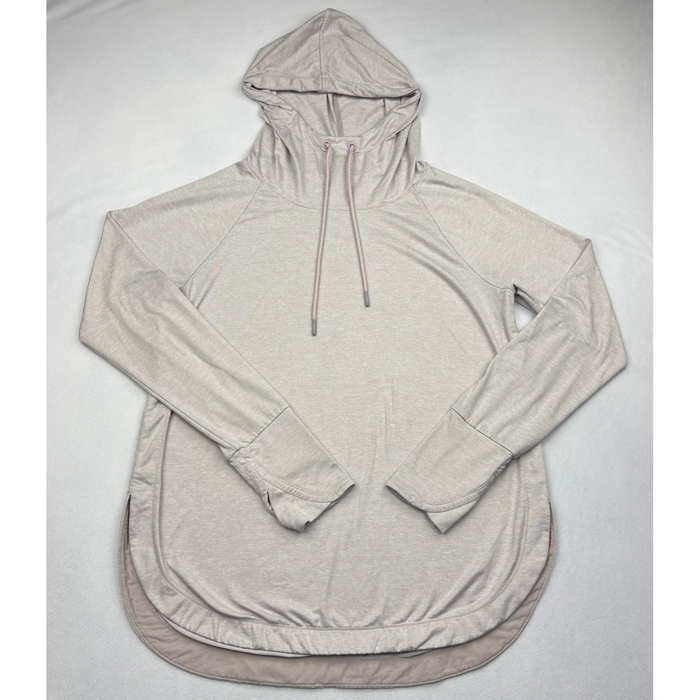 Athleta Womens Medium Oatmeal Heather Cowl Neck Tunic Hoodie Thumbholes 382882 M